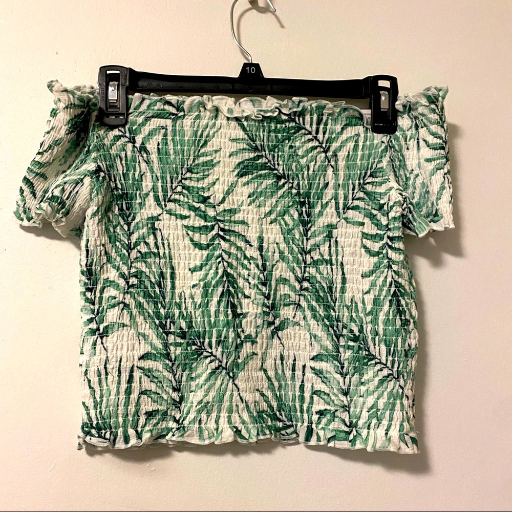 Forever 21 Tropical Leaf Crop Top Sz M NWOT